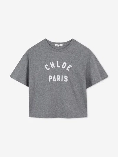 Chloé Babies'  Girls Applique Logo T-shirt In Gray