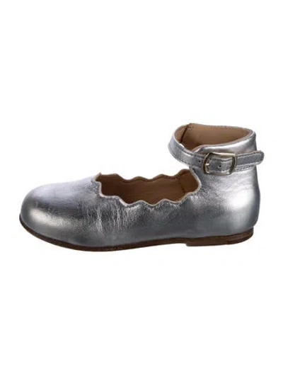 Pre-owned Chloé Babies' Girls Ballet Flats In Silver