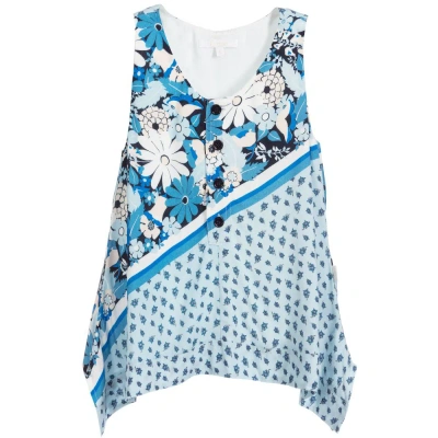 Chloé Kids' Girls Blue Floral Viscose Top