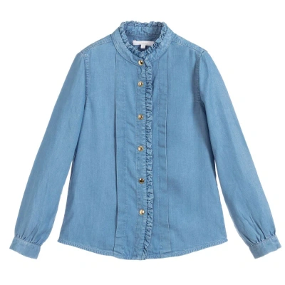 Chloé Babies' Girls Blue Lyocell Chambray Shirt