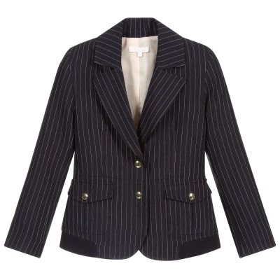 Chloé Kids' Girls Blue Striped Linen Suit Jacket