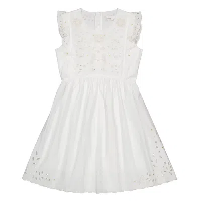 Pre-owned Chloé Chloe Girls Broderie Anglaise Mini-me Cotton Dress In Check Description