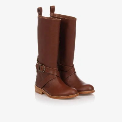 Chloé Kids' Girls Brown Leather Long Boots