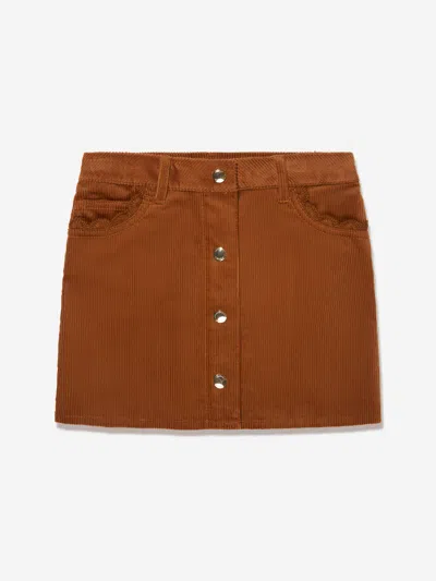 Chloé Kids' Organic Cotton Corduroy Skirt In Brown