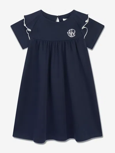 Chloé Babies'  Girls Cotton Ruffle Dress In Blue