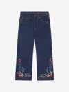 CHLOÉ GIRLS DENIM EMBROIDERED TROUSERS 12 YRS BLUE