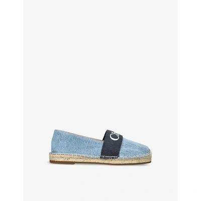 Chloé Chloe Girls Denim Kids Branded Rope-sole Denim Espadrilles 9-10 Years