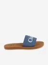 Chloé Girls Denim Slides In Blue