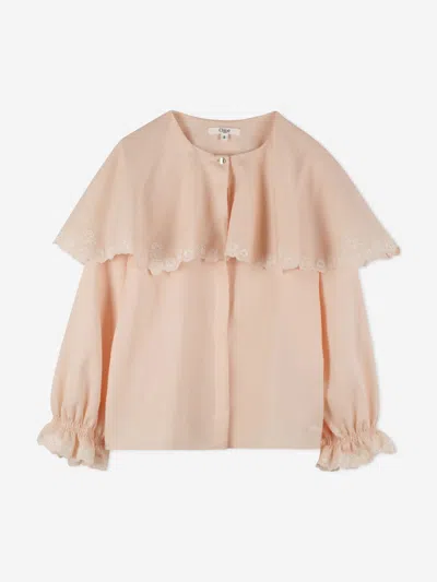 Chloé Kids'  Girls Embroidered Cape Blouse In Pink
