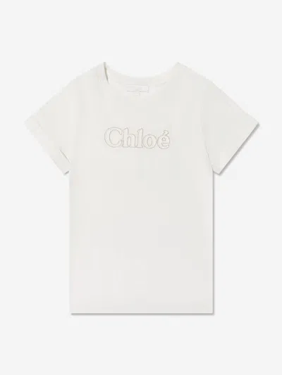 Chloé Babies' Girls Embroidered Logo T-shirt In Ivory