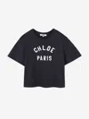 Chloé Girls Embroidered Paris Logo T-shirt In Blue