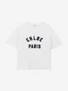 Chloé Girls Embroidered Paris Logo T-shirt In Ivory