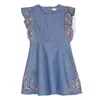 Chloé Chloe Girls Embroidered Sleeveless Cotton Denim Dress In Blue