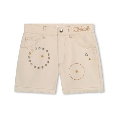 CHLOÉ CHLOE GIRLS EYELET-DETAIL COTTON SHORTS