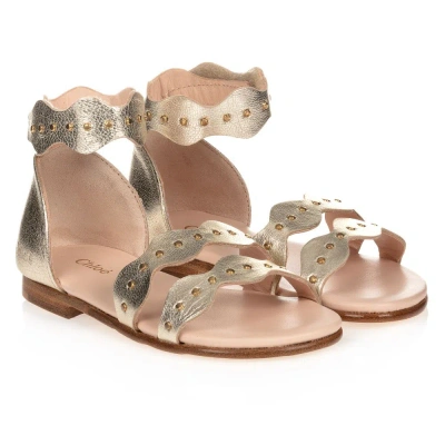 Chloé Babies' Girls Gold Leather Sandals