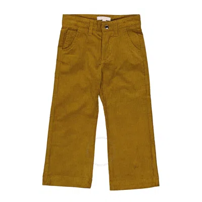 Chloé Kids' Chloe Girls Gold Yellow Velvet Corduroy Trousers In Yellow/gold Tone