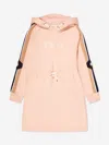 Chloé Girls Pink Organic Cotton Hooded Logo Dress In Pink