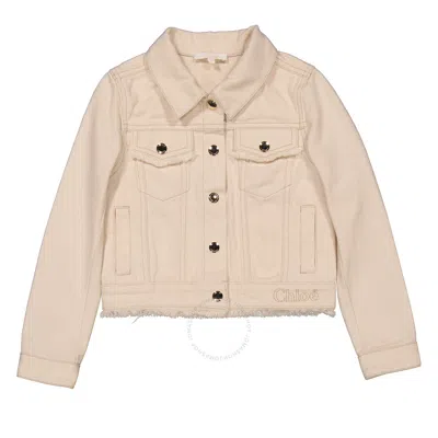 Chloé Chloe Girls Ivory Cotton Denim Jacket In Neutral