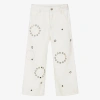 CHLOÉ GIRLS IVORY EYELET DENIM JEANS