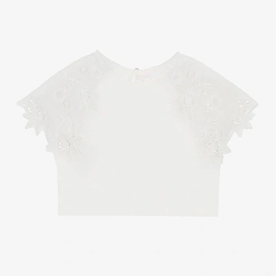 Chloé Kids' Girls Ivory Organic Cotton T-shirt