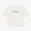 Chloé Girls Ivory Organic Cotton T-shirt In Ivory