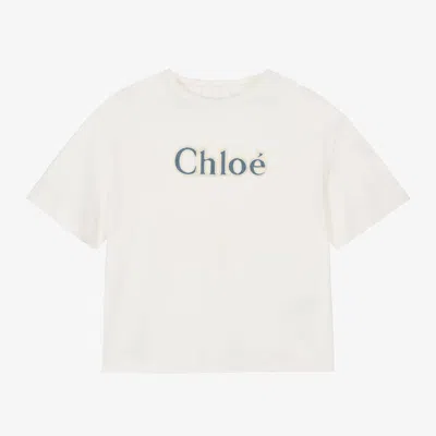 Chloé Babies' Girls Ivory Organic Cotton T-shirt