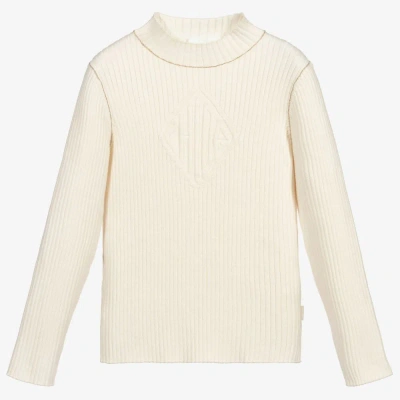 Chloé Kids' Girls Ivory Ribbed Sweater In Neutral