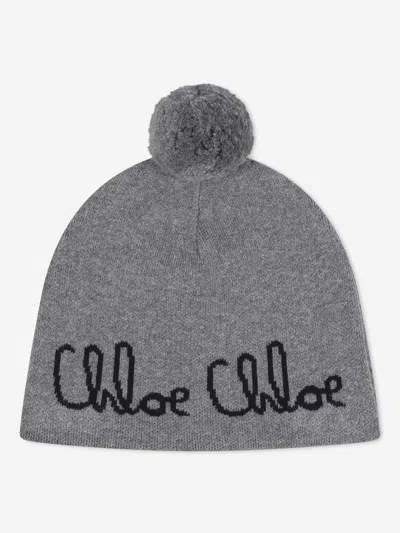 CHLOÉ CHLOÉ GIRLS JACQUARD LOGO KNITTED HAT