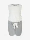 CHLOÉ GIRLS JERSEY & WHITE GUIPURE LACE PLAYSUIT 10 YRS GREY