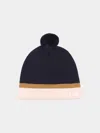 Chloé Cotton-wool Logo Beanie In Blue