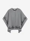 Chloé Kids Embroidered Poncho In Gray