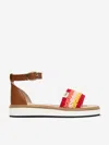 CHLOÉ GIRLS LEATHER CROCHETED SANDALS