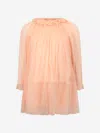 Chloé Chloe Girls Light Pink Silk Dress 4 Yrs Brown In Brown