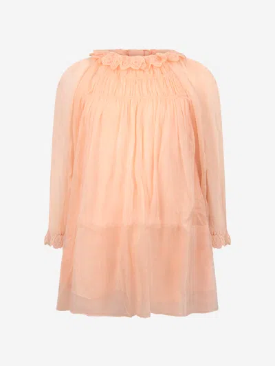 Chloé Babies' Chloe Girls Light Pink Silk Dress 4 Yrs Brown