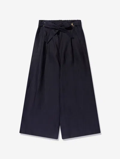 Chloé Kids' Girls Linen Trousers In Blue