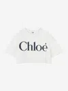 Chloé Girls Logo Print T-shirt In Ivory
