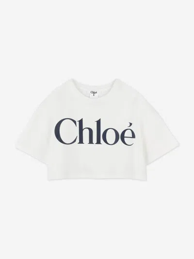 Chloé Babies'  Girls Logo Print T-shirt In Ivory