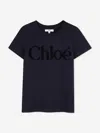 Chloé Girls Logo T-shirt In Blue