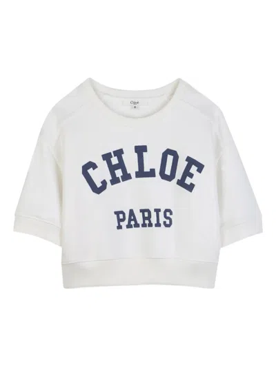 Chloé Girls' Mini Cotton Dress For Ss26 In White