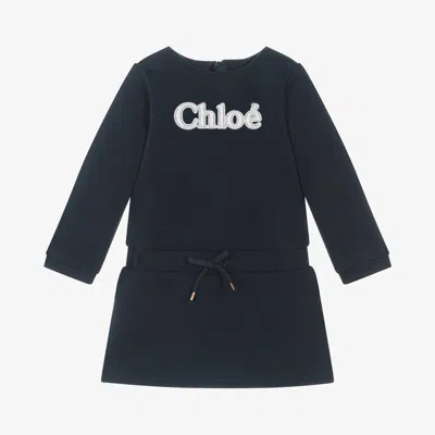 Chloé Babies' Girls Navy Blue Organic Cotton Dress