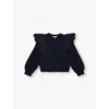 Chloé Ruffled Cotton Sweatshirt In Navy