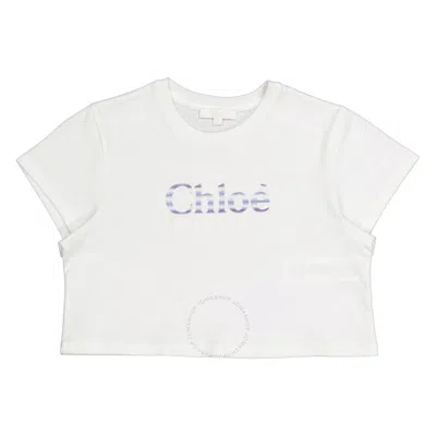 Chloé Kids' Chloe Girls Off White Cotton Logo T-shirt