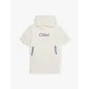 Chloé Chloe Girls Offwhite Kids Logo-applique Hooded Cotton-jersey Dress 6-12 Years 10 In Offwhite