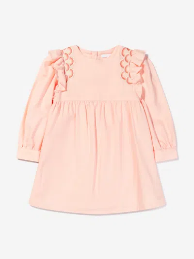 CHLOÉ GIRLS ORGANIC COTTON EMBROIDERED DRESS 8 YRS PINK