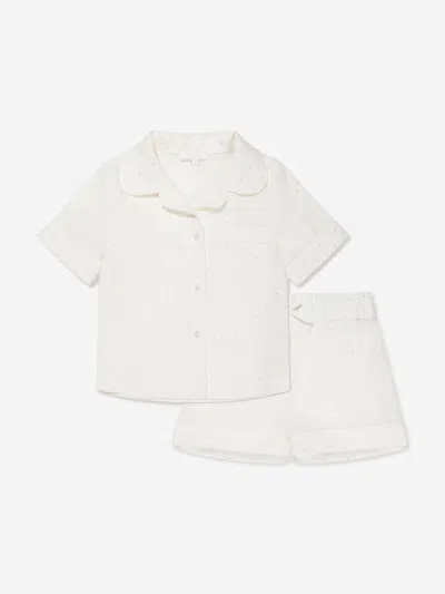 Chloé Kids' Girls Organic Cotton Short Pyjama Set In Ivory