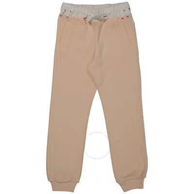 Chloé Kids' Chloe Girls Pale Pink Sport Cotton Jersey Trousers In Brown