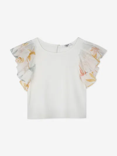Chloé Babies'  Girls Palm Grove Ruffle Top In Ivory