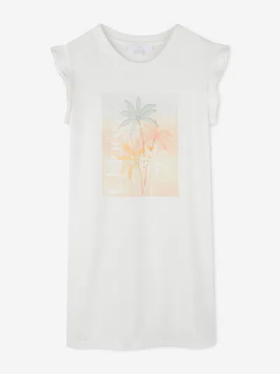 Chloé Babies'  Girls Palm Tree Jersey Dress In White