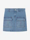 Chloé Logo-patch Denim Skirt In Blue