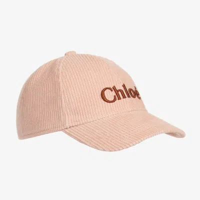 Chloé Logo-embroidered Cotton Cap In Pink